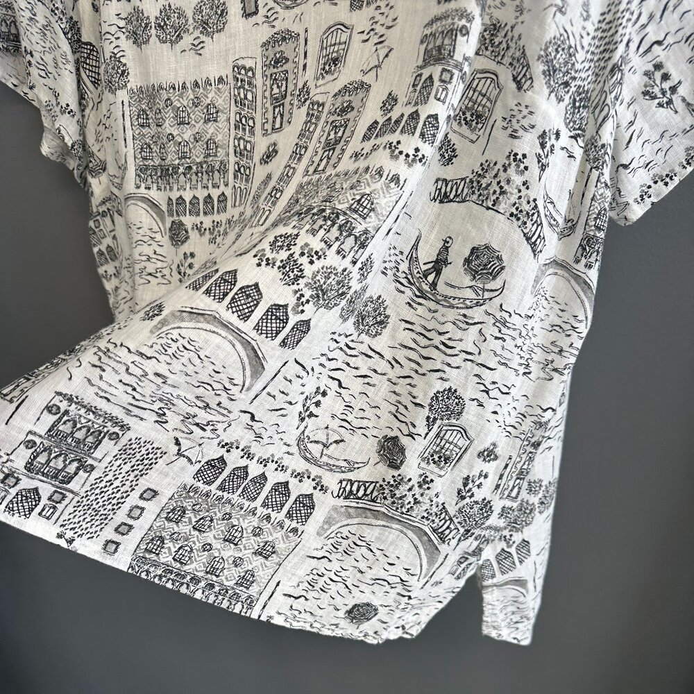 Cynthia‎ Rowley 100% Linen Womens 2X Florence Italy Print Top Romance European - Picture 6 of 7